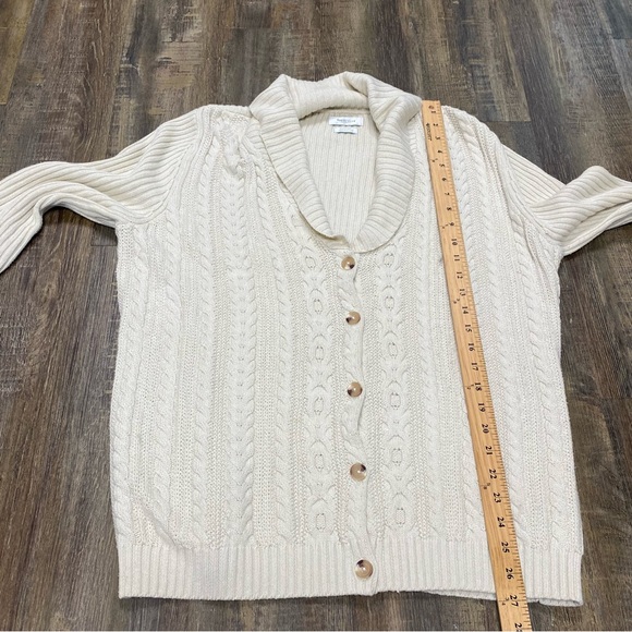 Van Heusen Cream Cable Knit Sweater‎ Cardigan Ladies XL Grandpa Core - Picture 9 of 14